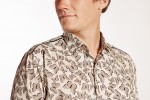 Baïsap - Butterfly shirt mens - Swarm - Cream printed shirt, light cotton - #2679