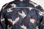 Baïsap - Chemise oiseaux homme - Hérons - Chemise blanche et bleu imprimé japonais - #2648