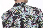 Baïsap - Chemise homme noire imprimé multicolore - Palmes - Chemise homme manche longue motif palmes - #2361