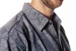 Baïsap - Chambray shirt, short sleeve - Waves - Printed blue shirt for men - #2576