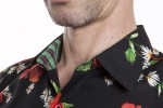 Baïsap - Poppies shirt short sleeve - Red and black shirt for men - #2421