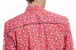 Baïsap - Camisa con estampado hombre - Nadadora - Camisa ajustada roja - #2365