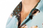 Baïsap - Blaues Hemd mit Blumen, kurzarm - Azur - Kurzarm Hemden mit Aufdruck für Herren - #2623