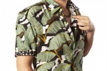 Baïsap - Camisa hojas manga corta - Banana - Camisa estampado tropical de hombre - #3204