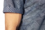 Baïsap - Chambray shirt, short sleeve - Waves - Printed blue shirt for men - #2578