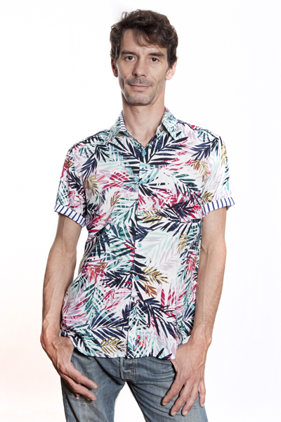 Baïsap - Leaves shirt, short sleeve - Bamboo - Palm print shirt for men