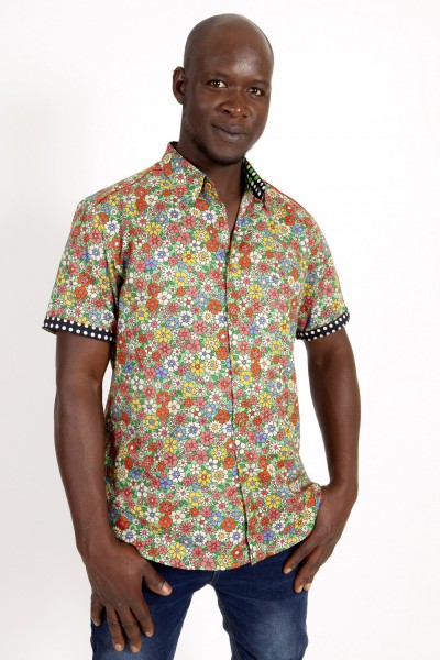 Baïsap - Chemise liberty manche courte - Prairie - Chemisette fleur vintage multicolores