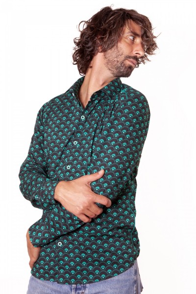 Baïsap - Camisa japonesa hombre - Escama - Camisa masculina estampada geométrica