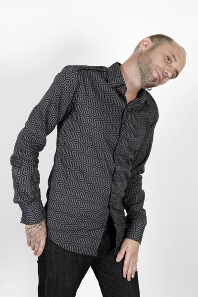 Baïsap - Labyrinth shirt - long sleeve - Geometric print shirt, slim fit