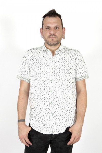 Baïsap - Camisa lagarto - Gecko - Camisa blanca y verde 