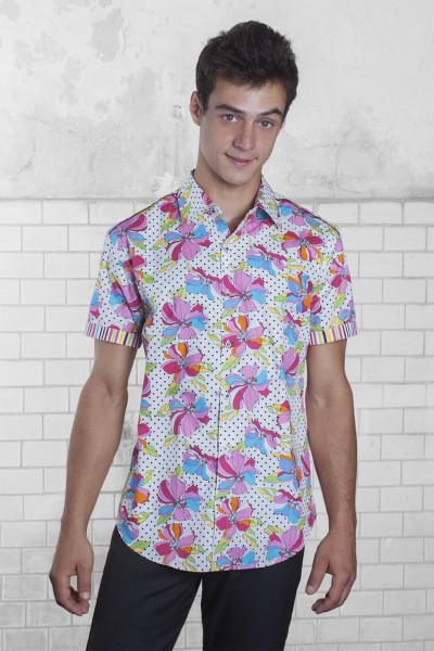 Baïsap - Floral short sleeve shirt - Bangkok - 70s shirts - colorful and waisted