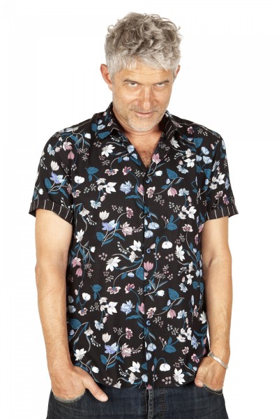 Baïsap - Chemise manche courte fleurs - Oeillets - Chemisette cintrée en viscose pour homme