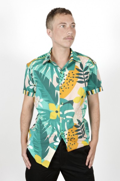 Baïsap - Camisa hawaiana verde - Tropicool - Camisa estampado tropical hombre