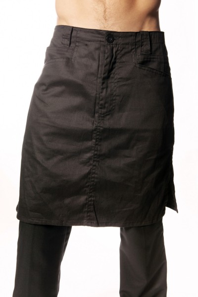 Baïsap - Short skirt for men - Black cotton overskirt