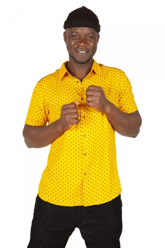 Baïsap - Polka dot shirt - Mustard - Black yellow shirt shirt sleeve 
