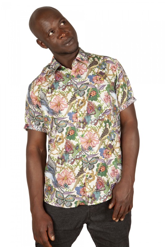 Baïsap - Mens Tropical shirt - Bird & insect print shirt 