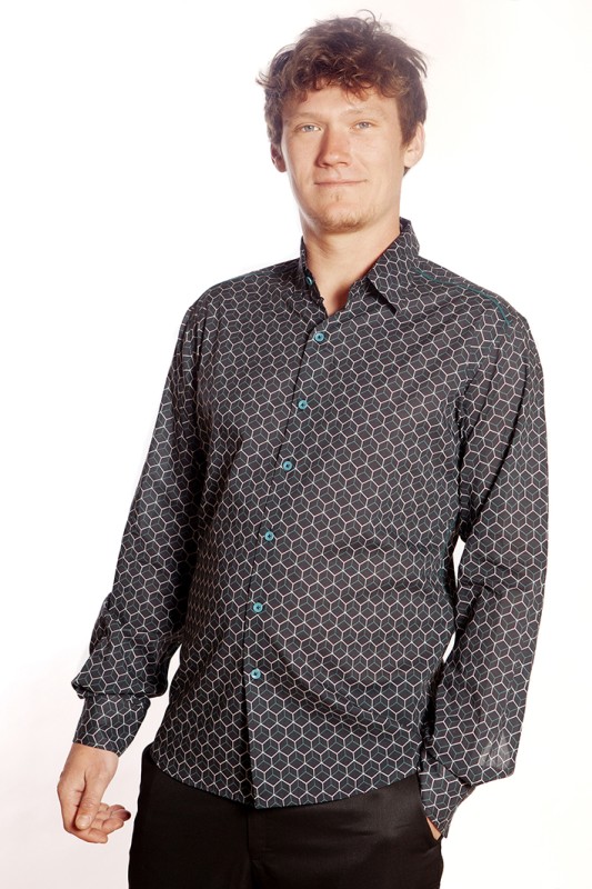 Baïsap - Karohemd Herren blau - Würfel - Hemd schwarz blau für Herren 