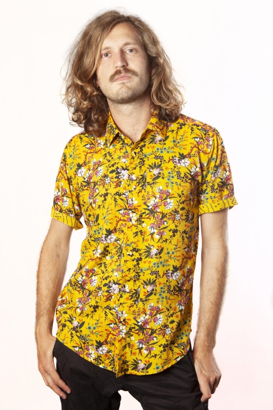 Baïsap - Mustard floral shirt - Sakura - Japanese print shirt short sleeved 