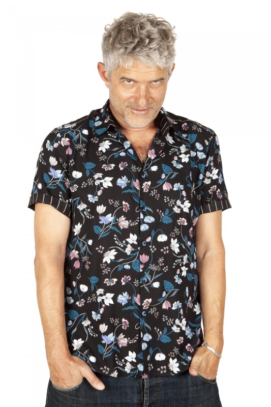 Baïsap - Dark floral shirt - Carnations - Viscose button up short sleeved 