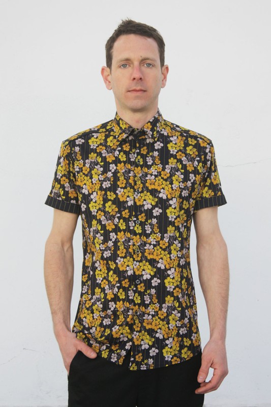 Baïsap - Chemisette jaune homme - Cerisier Or - Chemise fleurie homme en coton léger