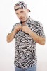Baïsap - Mens zebra shirt, short sleeve - Black & white printed viscose - #2757