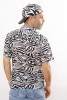 Baïsap - Mens zebra shirt, short sleeve - Black & white printed viscose - #2758