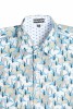 Baïsap - Printed half shirts - Origami - Blue & taupe paper birds print - #2789