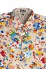 Baïsap - Kurzarm Hemd Blumen - Aquarell - Taupe leichte Viskose mit Regenbogen Blumen - #2794