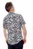 Baïsap - Mens zebra shirt, short sleeve - Black & white printed viscose - #2755