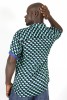 Baïsap - Camisa africana manga corta - Wax - Camisa verde y azul masculina - #3194