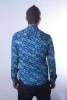 Baïsap - Stern Muster Hemd - Blauer Stern - Viskose Hemd, slim Fit - #1468