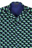Baïsap - Camisa africana manga corta - Wax - Camisa verde y azul masculina - #3195