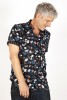 Baïsap - Chemise manche courte fleurs - Oeillets - Chemisette cintrée en viscose pour homme - #3547