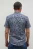 Baïsap - Grey Leopard print shirt, short sleeve - Leopard print shirt for men - #1057