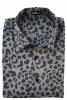 Baïsap - Grey Leopard print shirt, short sleeve - Leopard print shirt for men - #1058