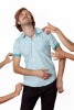 Baïsap - Camisa manga corta leopardo - Turquesa - Camisa turquesa estampada masculina - #2967