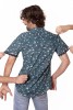 Baïsap - Blue short sleeve shirt - Hokusai - Waves shirt, japonese style - #2952