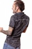 Baïsap - Camisa manga corta negra y gris - Hojas - Camisa hojas masculina entallada - #2936