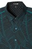 Baïsap - Muster Hemd - Blaue Blätter - Leichtes Baumwollhemd Herren - #2880
