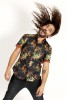 Baïsap - Chemise Halloween manche courte - Chemise orange noir à fleurs homme - #3468