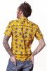 Baïsap - Camisa amarilla y negra corta - Escarabajos - Camisa insectos estampada masculina entallada - #2930