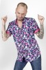 Baïsap - Hemd Herren rosa kurzarm - Liberty - Kurzarmhemd Blumen für Männer - #3179