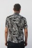 Baïsap - Black and White Palm Tree shirt - Palm leaf shirt for men, viscose made - #1723
