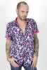 Baïsap - Hemd Herren rosa kurzarm - Liberty - Kurzarmhemd Blumen für Männer - #3180