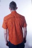 Baïsap - Camisa naranja hombre, manga corta - Perno - Camisas ajustadas estampadas - #1535
