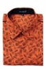 Baïsap - Camisa naranja hombre, manga corta - Perno - Camisas ajustadas estampadas - #1538