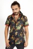 Baïsap - Chemise Halloween manche courte - Chemise orange noir à fleurs homme - #3469