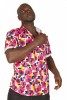 Baïsap - Camisa floreada rosa - Damasco - Camisa gruesa manga corta hombre - #3580