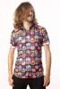 Baïsap - Chemise à fleur manche courte - Géométrique - Chemisette vintage multicolore pour homme - #3221