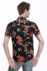 Baïsap - Poppies shirt short sleeve - Red and black shirt for men - #2422